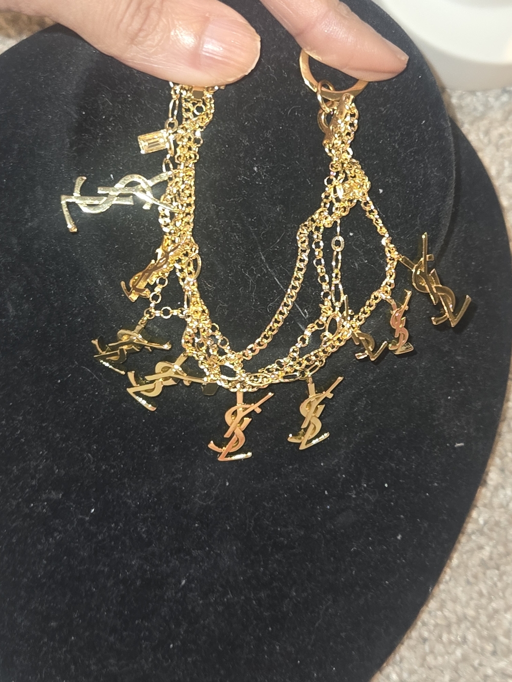 18kgp Yves Saint Laurent Gold Logo Charm Bracelet - Women - Picture 1 of 8